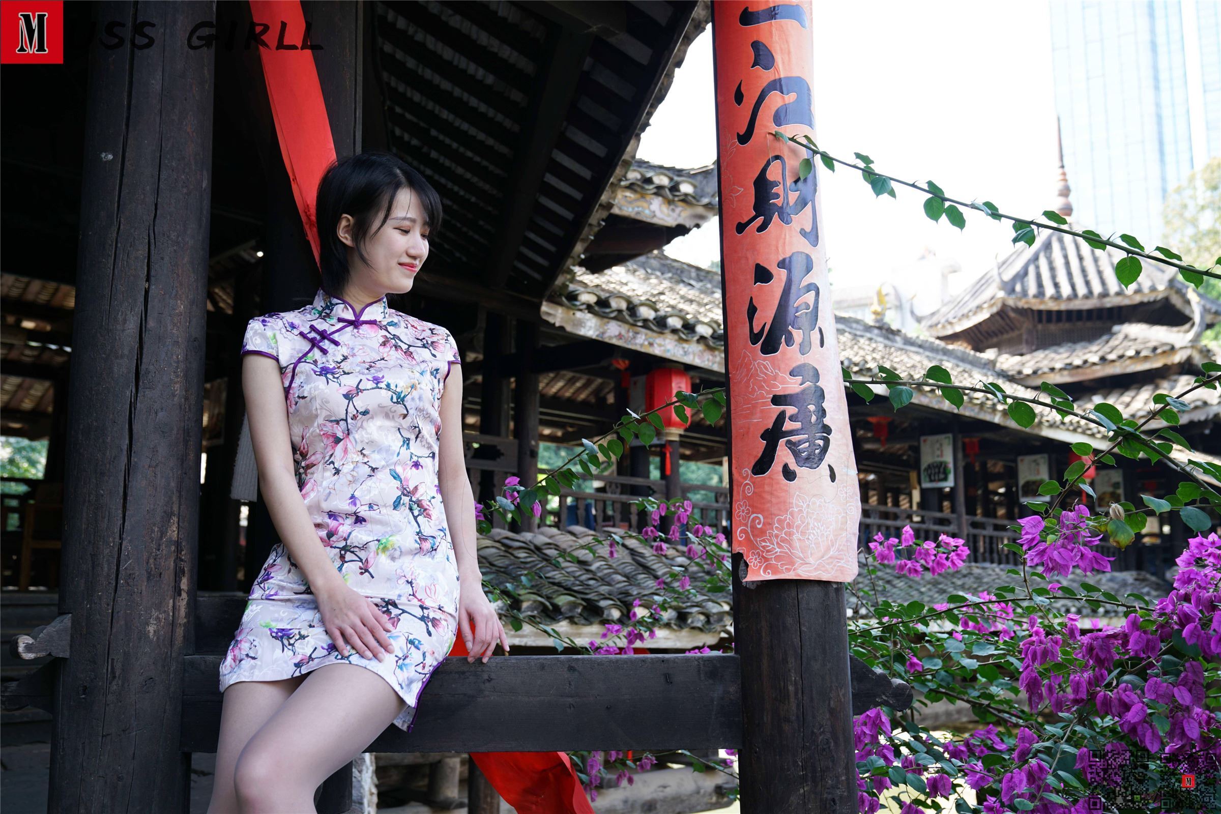 图片[3]-MussGirl慕丝女郎期期N第157期公园凉亭碎花旗袍-秀人网