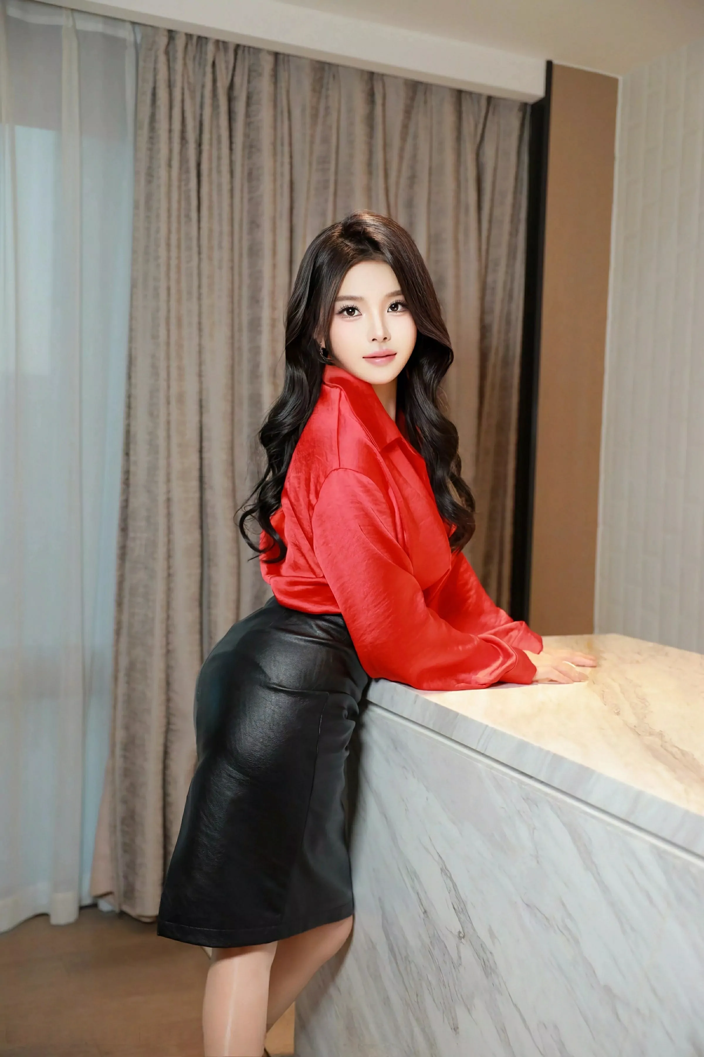   [XiuRen]高清写真图 2025.04.11 No.10138 麦田 红色衬衫第7张图片