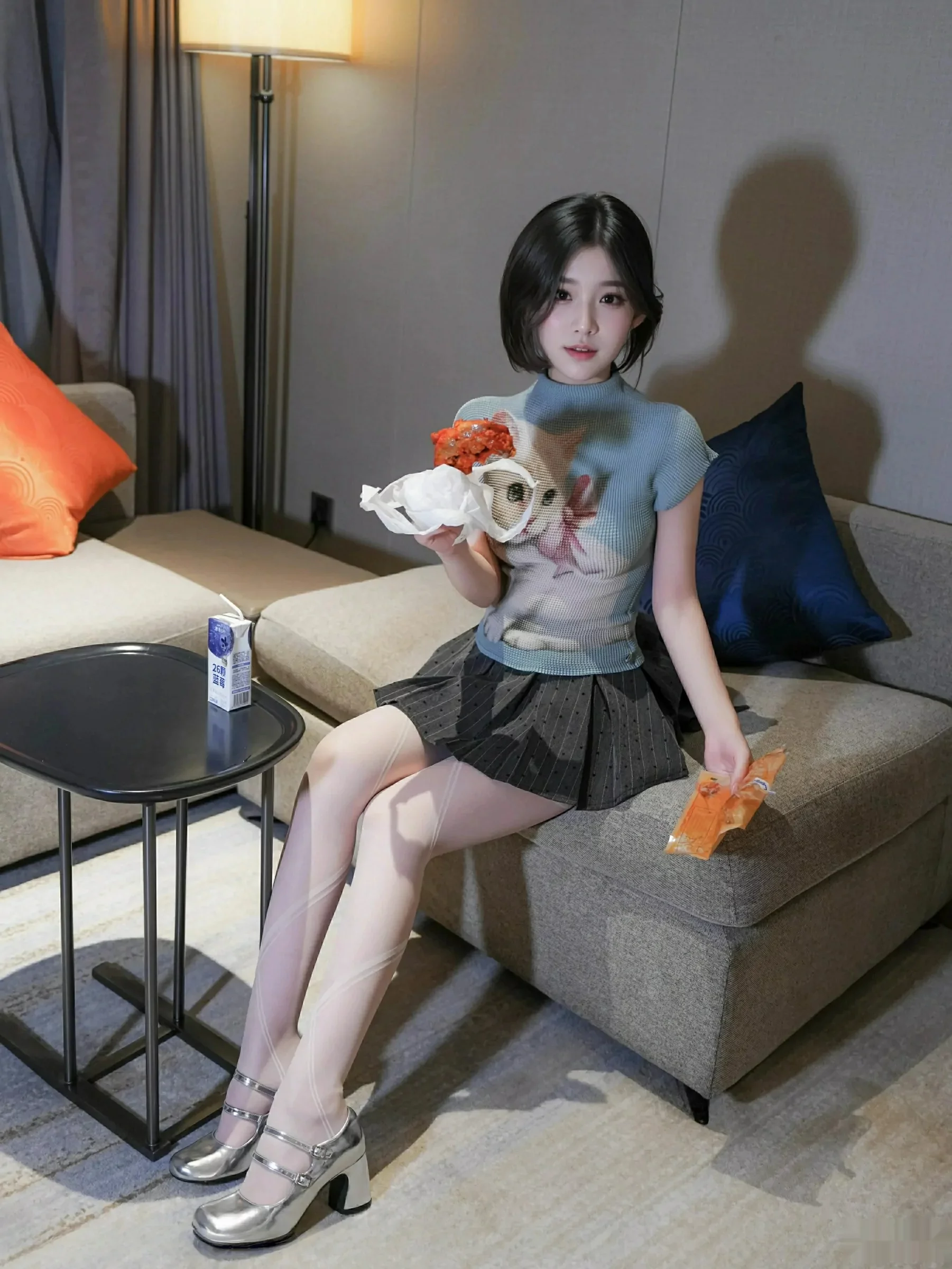 汁汁  [XiuRen]高清写真图 2025.09.30 No.10830 汁汁 灰色短裙第7张图片